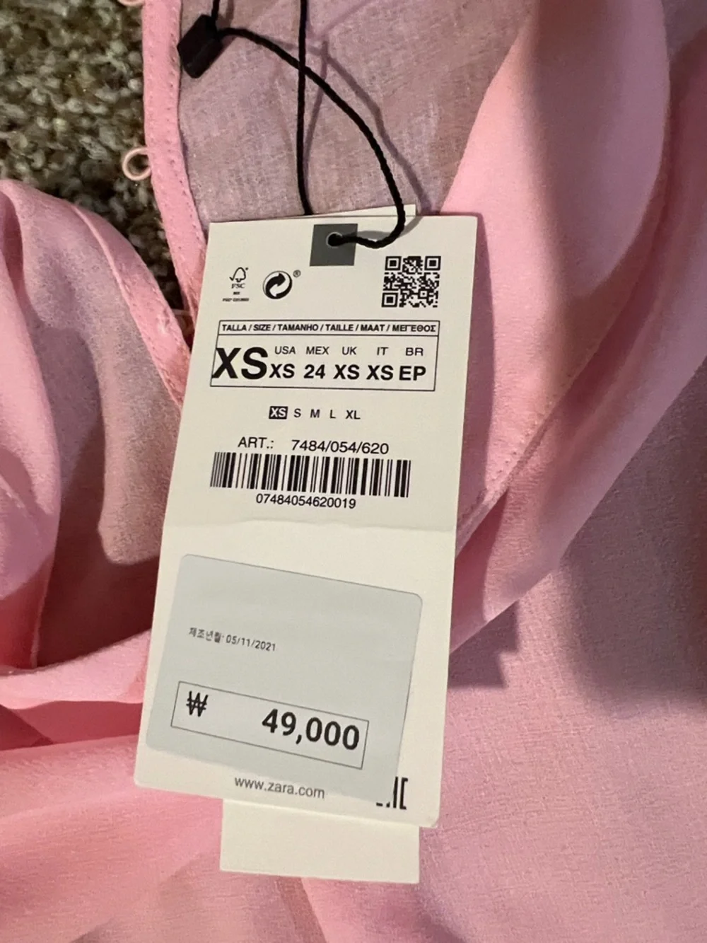 Zara Light Pink Sheer Balloon-Sleeve Blouse - Picture 3 of 3